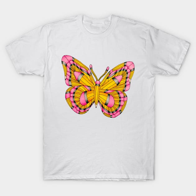 Pencil Butterfly Drawing T-Shirt by Destination Creativity